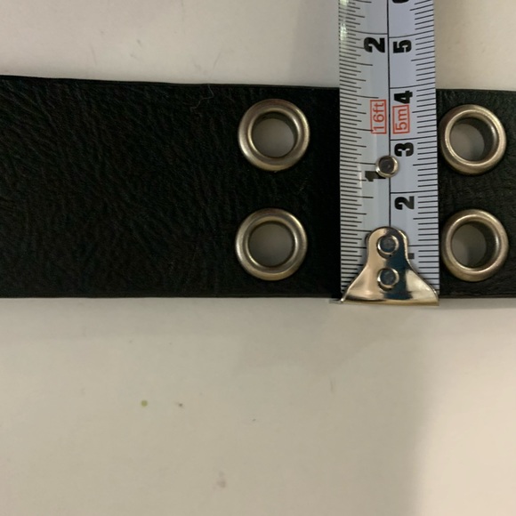 Leather belt : silver tone hardware M/L - Picture 3 of 6